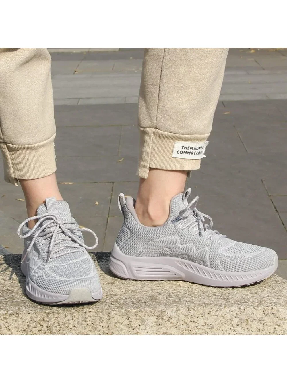 🆕Women's Light Grey Running Shoes Non Slip Gym Tennis Walking Workout Sneakers